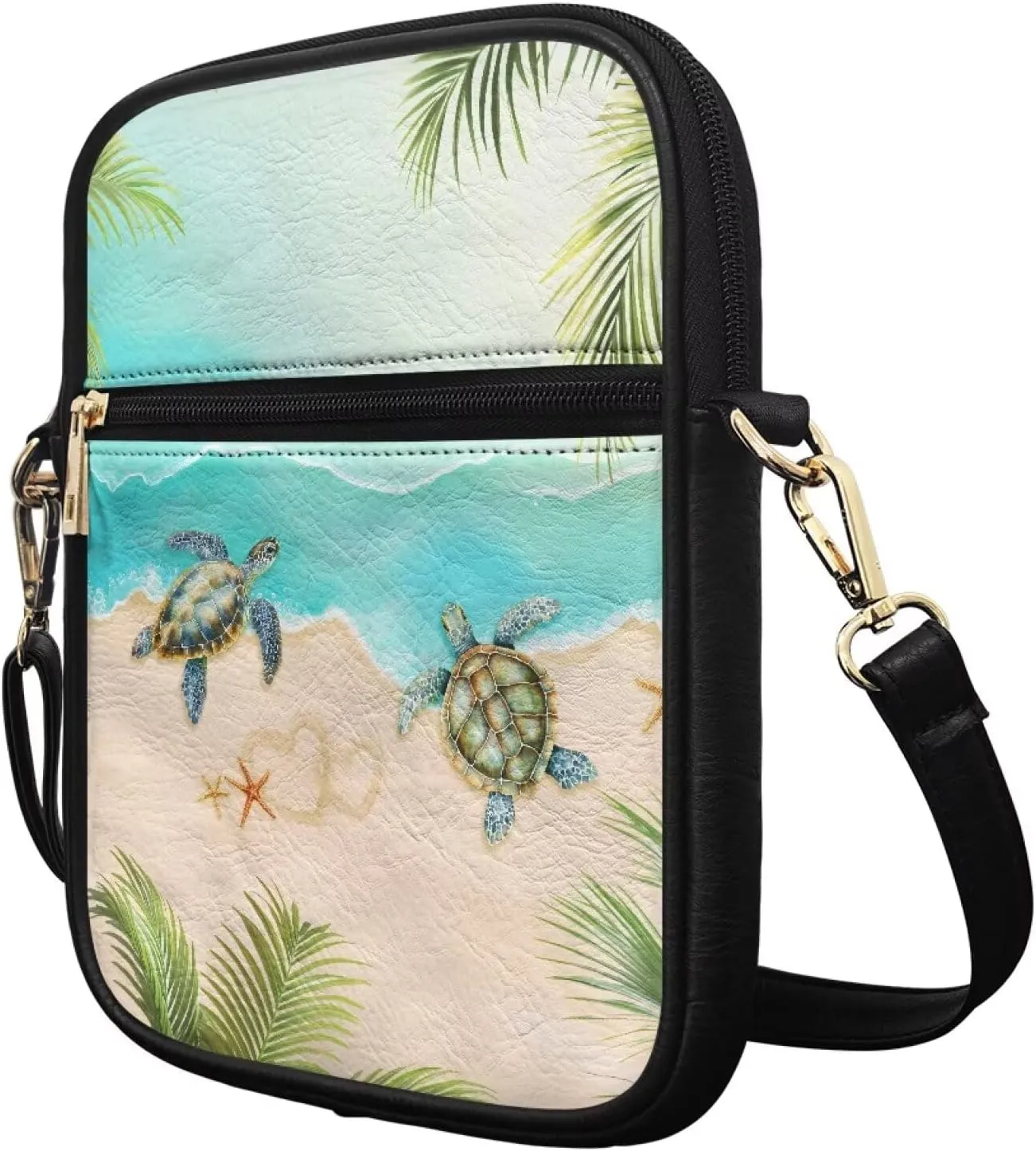 PU Crossbody Bag for Women Men Multipurpose Wallet Purse Small Messenger Bag with Zipper for Working Shopping