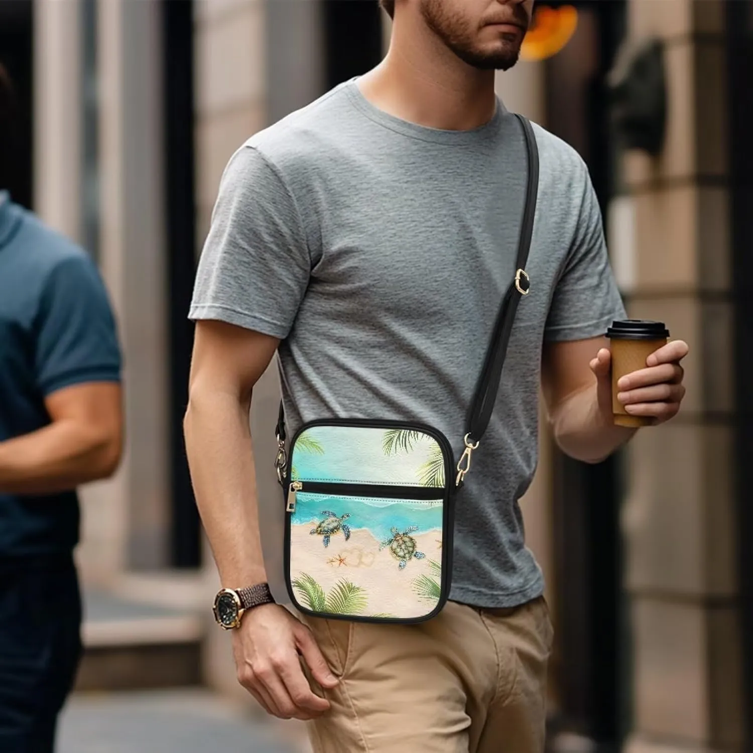 PU Crossbody Bag for Women Men Multipurpose Wallet Purse Small Messenger Bag with Zipper for Working Shopping