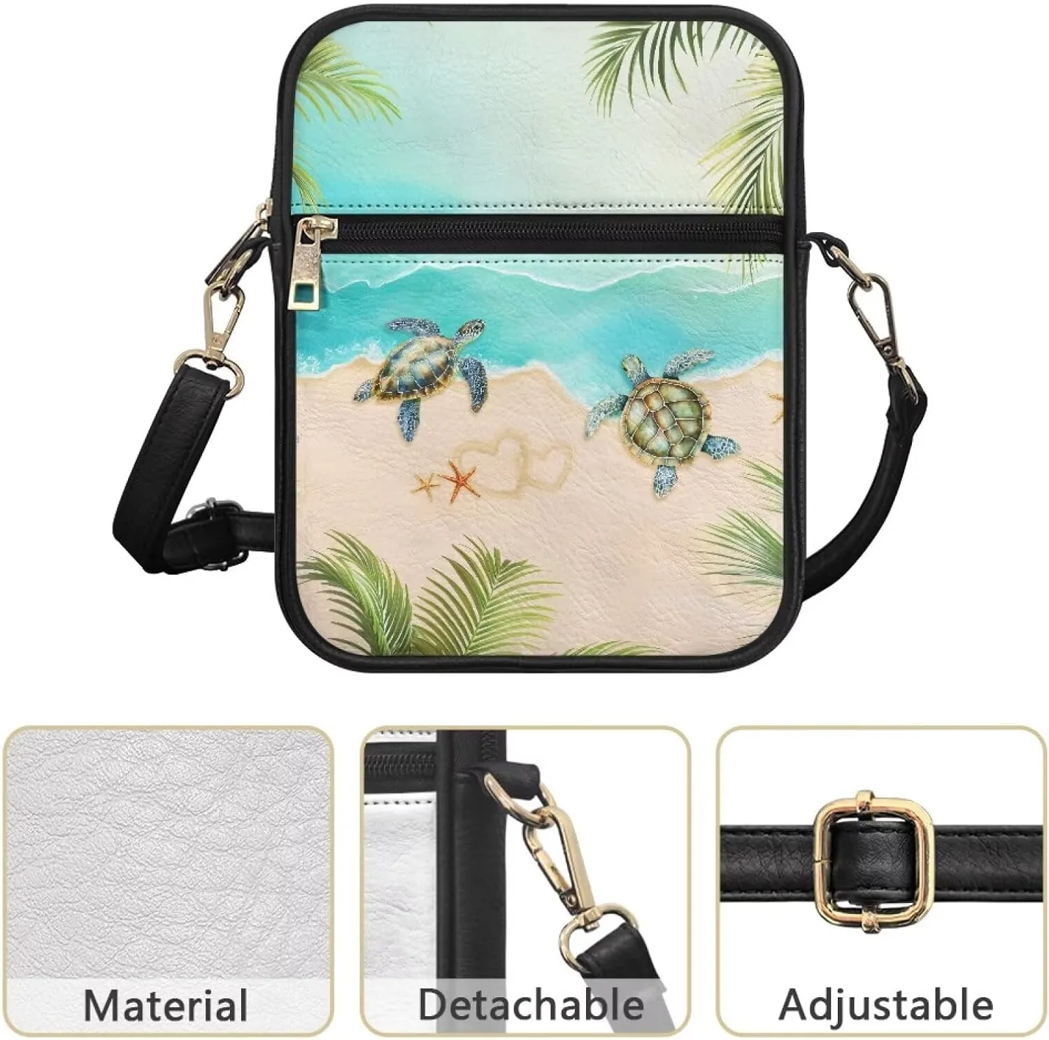 PU Crossbody Bag for Women Men Multipurpose Wallet Purse Small Messenger Bag with Zipper for Working Shopping