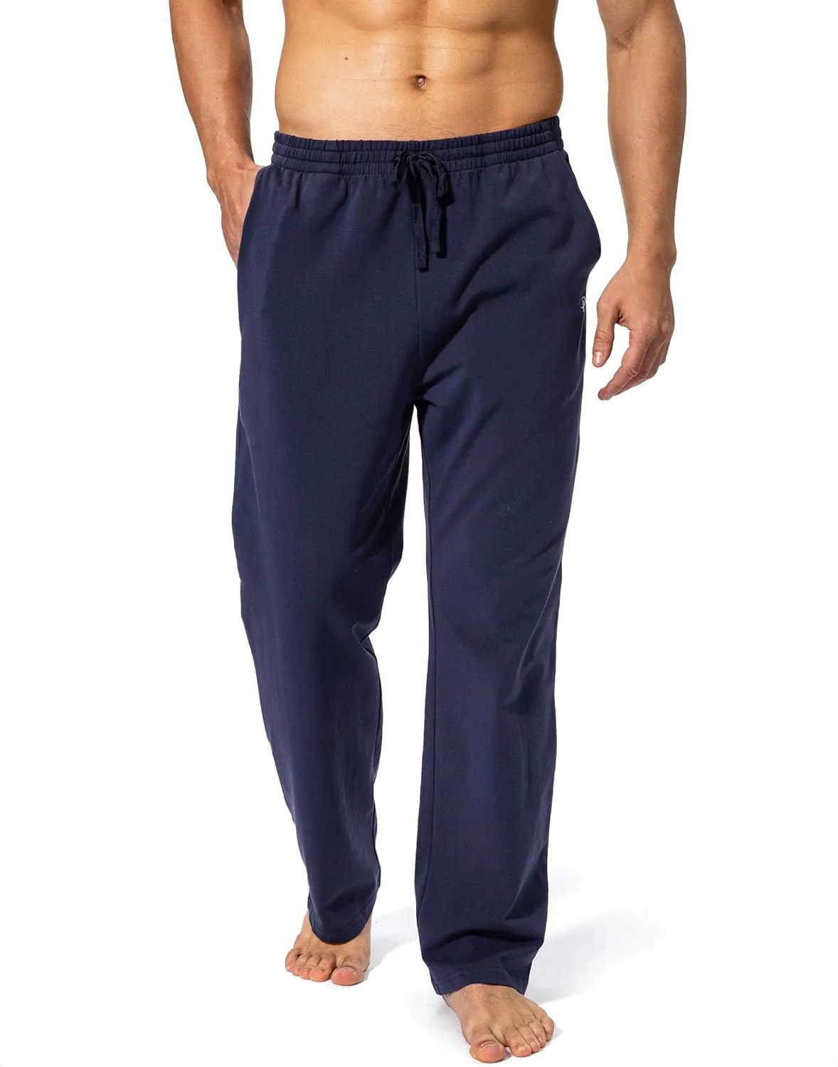 Pudolla Men's Cotton Yoga Sweatpants Athletic Lounge Pants Open Bottom Casual Jersey Pants for Men with Pockets