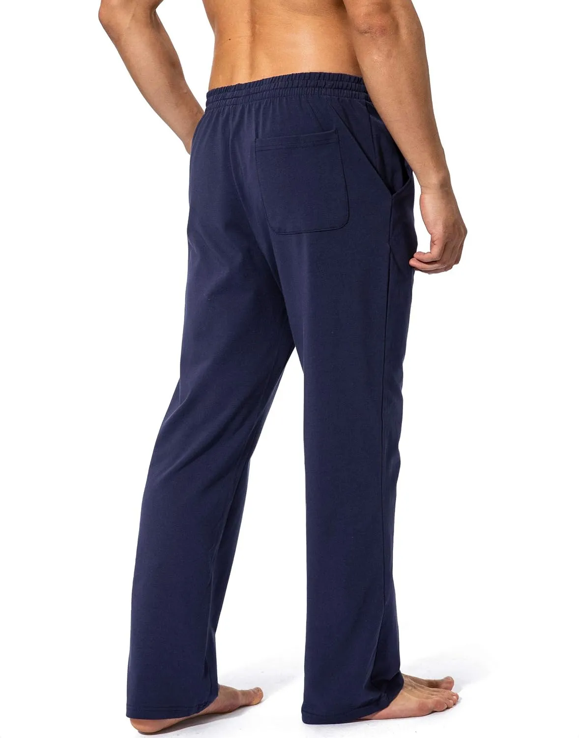 Pudolla Men's Cotton Yoga Sweatpants Athletic Lounge Pants Open Bottom Casual Jersey Pants for Men with Pockets