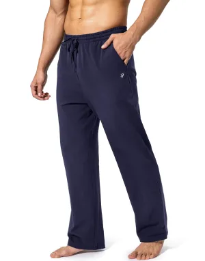 Pudolla Men's Cotton Yoga Sweatpants Athletic Lounge Pants Open Bottom Casual Jersey Pants for Men with Pockets
