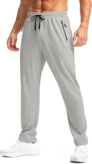 Pudolla Men's Lightweight Hiking Pants Quick-Dry Outdoor Sweatpants with Zipper Pockets for Casual Travel Athletic Workout