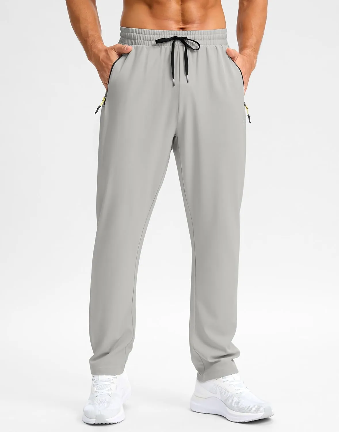 Pudolla Men's Lightweight Hiking Pants Quick-Dry Outdoor Sweatpants with Zipper Pockets for Casual Travel Athletic Workout