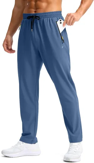 Pudolla Men's Lightweight Hiking Pants Quick-Dry Outdoor Sweatpants with Zipper Pockets for Casual Travel Athletic Workout