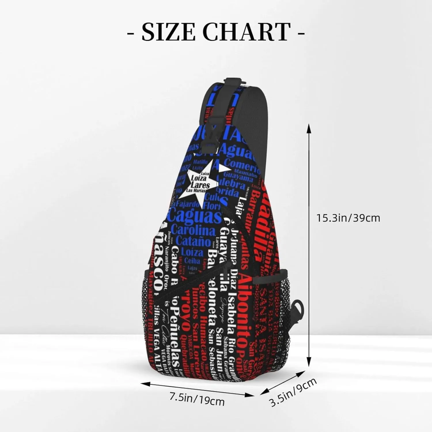 Puerto Rican Flag Towns Cities Of Puerto Rico Cross Chest Bag Crossbody Bags Sling Backpack Gym Shoulder Bags Sports Fanny Pack Adjustable Travel Daypack Diagonally Casual Rucksack