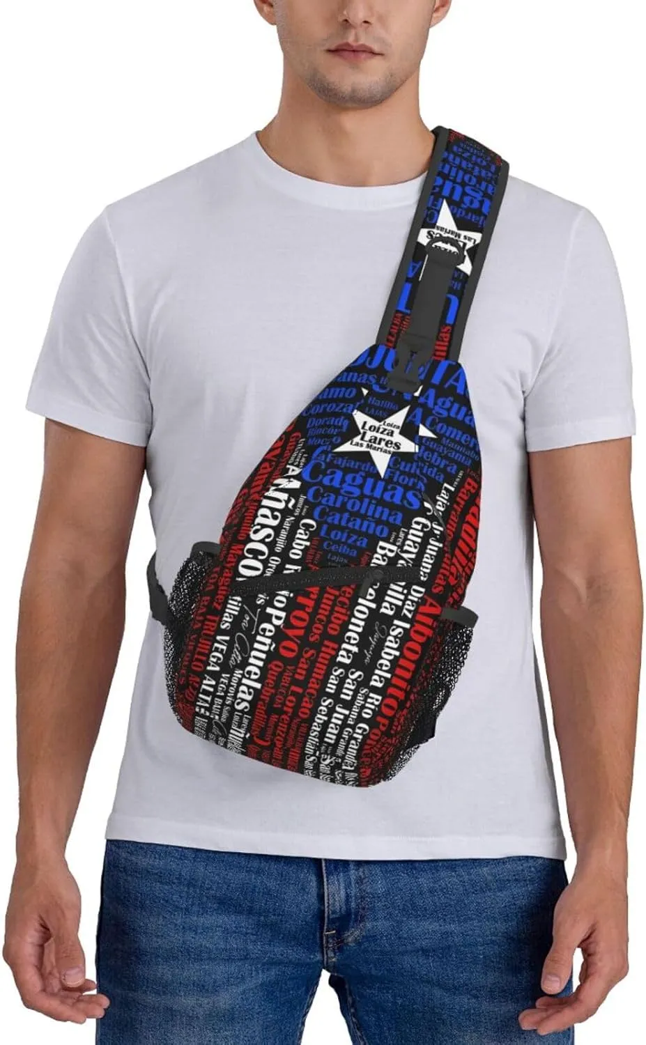 Puerto Rican Flag Towns Cities Of Puerto Rico Cross Chest Bag Crossbody Bags Sling Backpack Gym Shoulder Bags Sports Fanny Pack Adjustable Travel Daypack Diagonally Casual Rucksack
