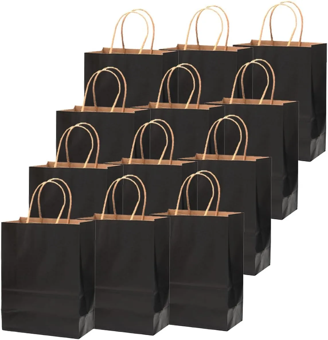 qiqee 32-Packs Black Paper Gift Bags with Handles Bulk 8.26"×6"×3.15" Small Size Gift Bags Multiple Uses