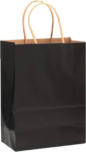 qiqee 32-Packs Black Paper Gift Bags with Handles Bulk 8.26"×6"×3.15" Small Size Gift Bags Multiple Uses