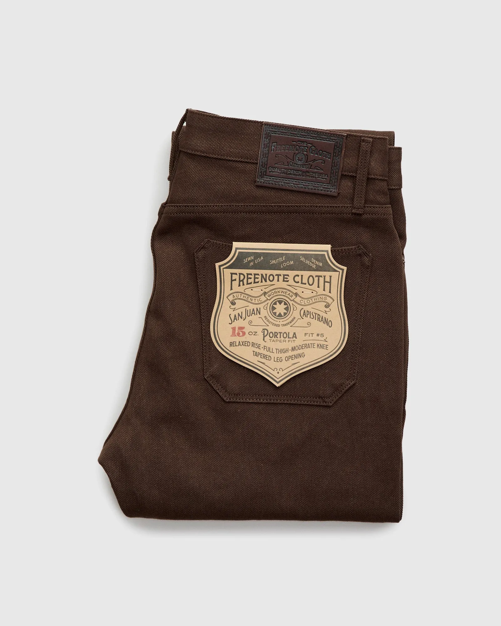 "Portola" 15oz Dark Brown Selvedge Denim - Tapered Fit