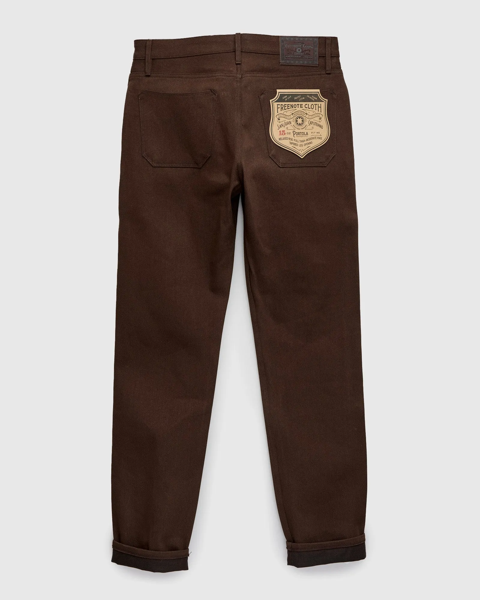 "Portola" 15oz Dark Brown Selvedge Denim - Tapered Fit