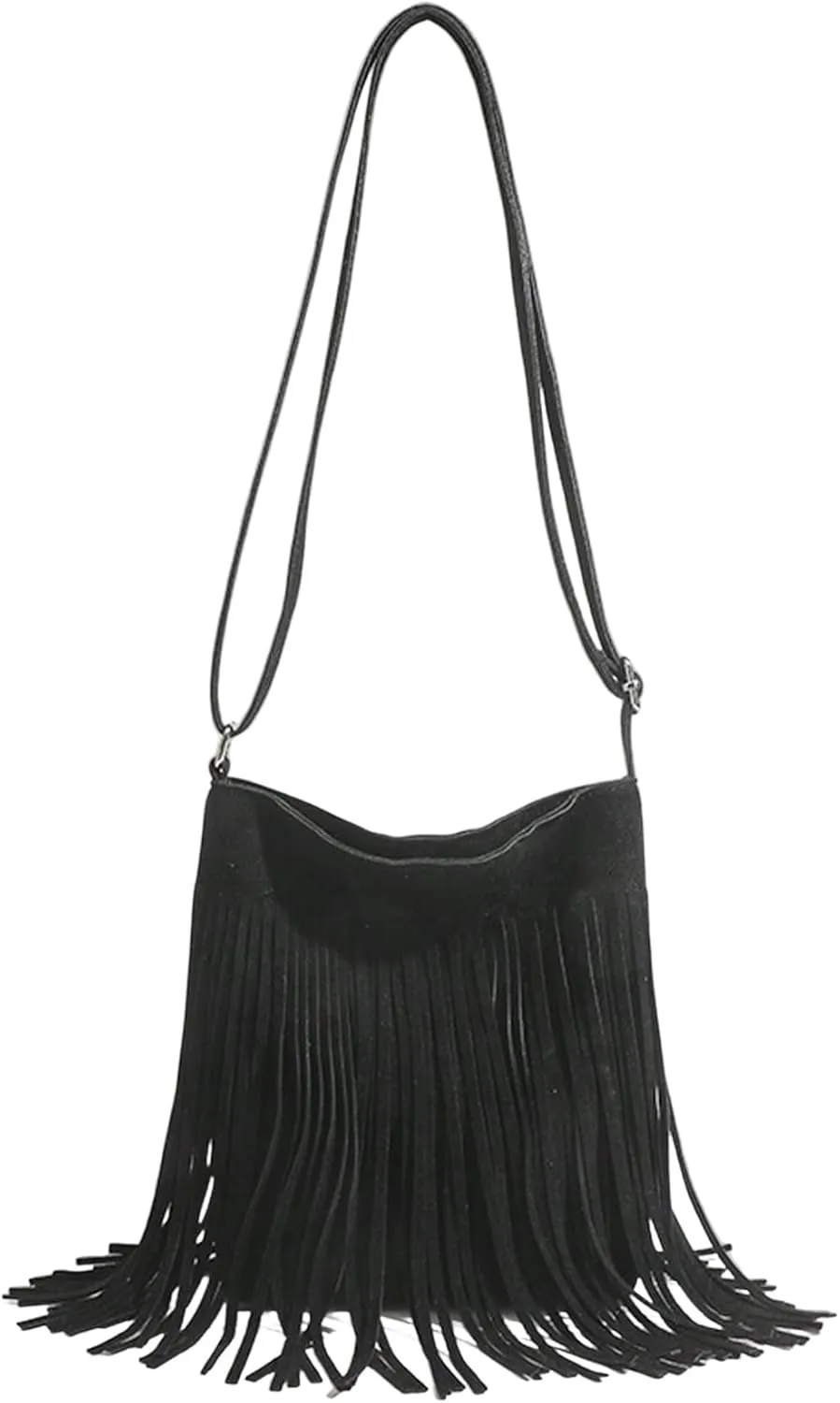 QWINEE Women's Fringe Hobo Bags Tassel Vintage Suede Crossbody Bag Shoulder Bags