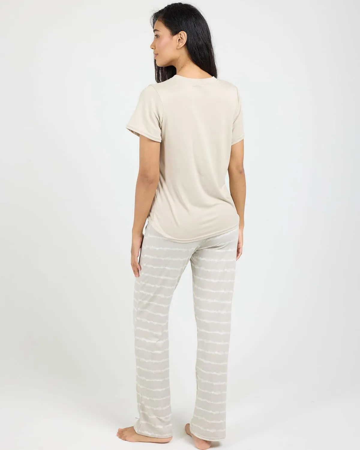 Real Essentials 2 Pack: Women's Pajama Set - Choose from Short Sleeve with Pocket or Long Sleeve without Pocket