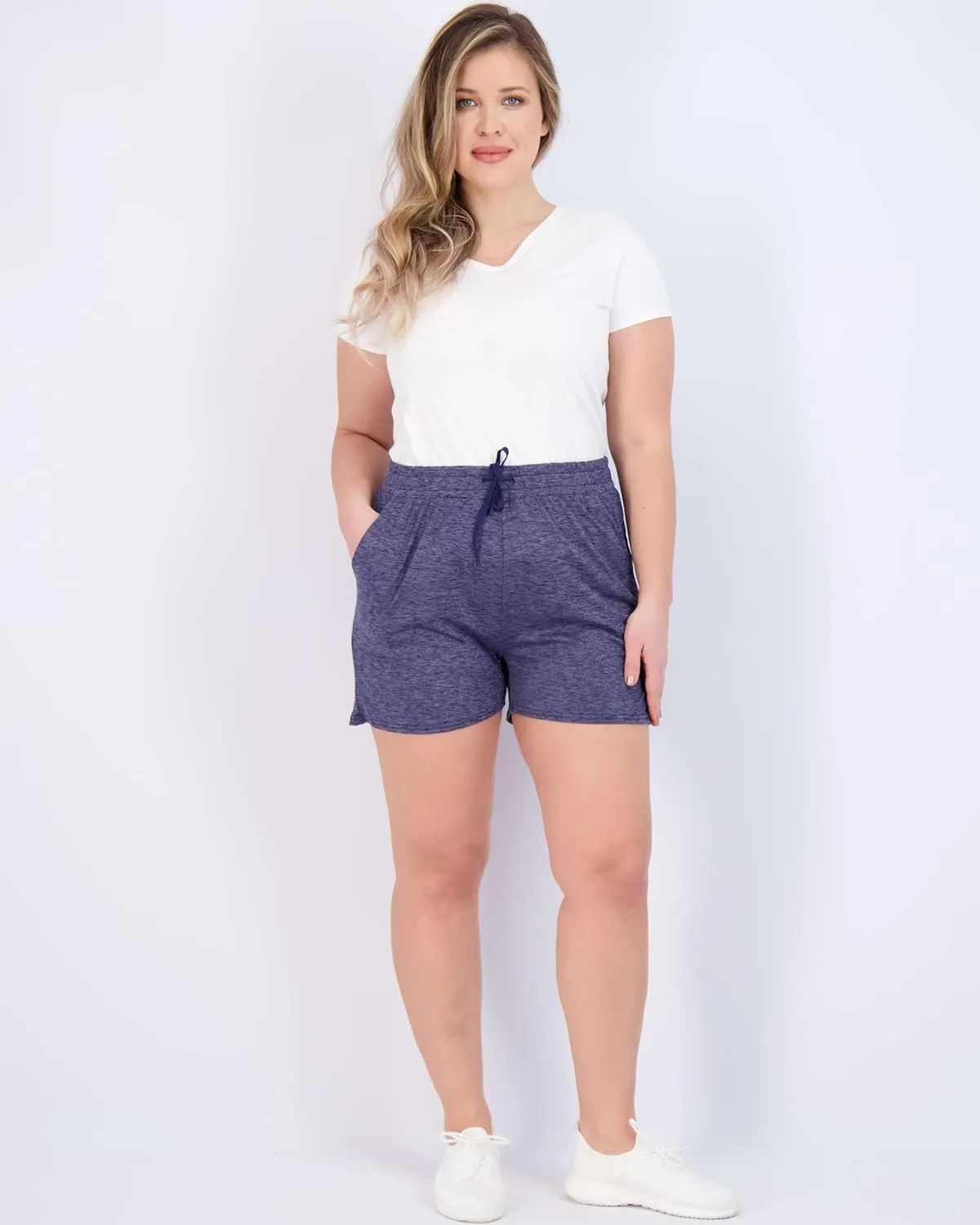 Real Essentials 3 Pack: Womens Ultra-Soft Athletic Lounge Casual Sweat Shorts with Pockets (Available in Plus Size)