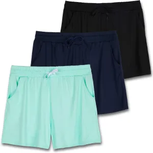 Real Essentials 3 Pack: Womens Ultra-Soft Athletic Lounge Casual Sweat Shorts with Pockets (Available in Plus Size)