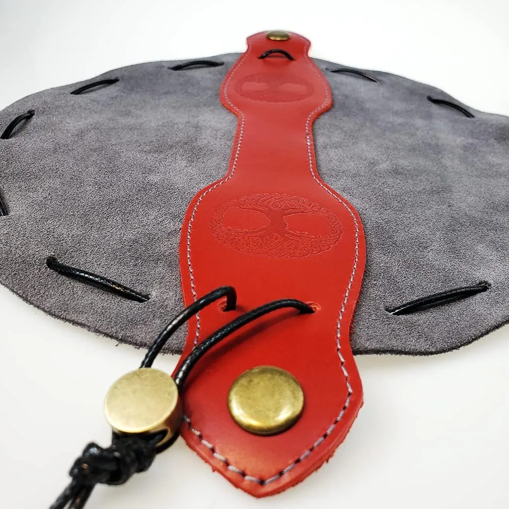 Red & Gray Celtic Tree DND Gifts Dice Bag - Tray with Drawstring & Button Genuine Leather Dice Pouch Storage Bag for d&d Dices Jewelry Coin & Small Accessories