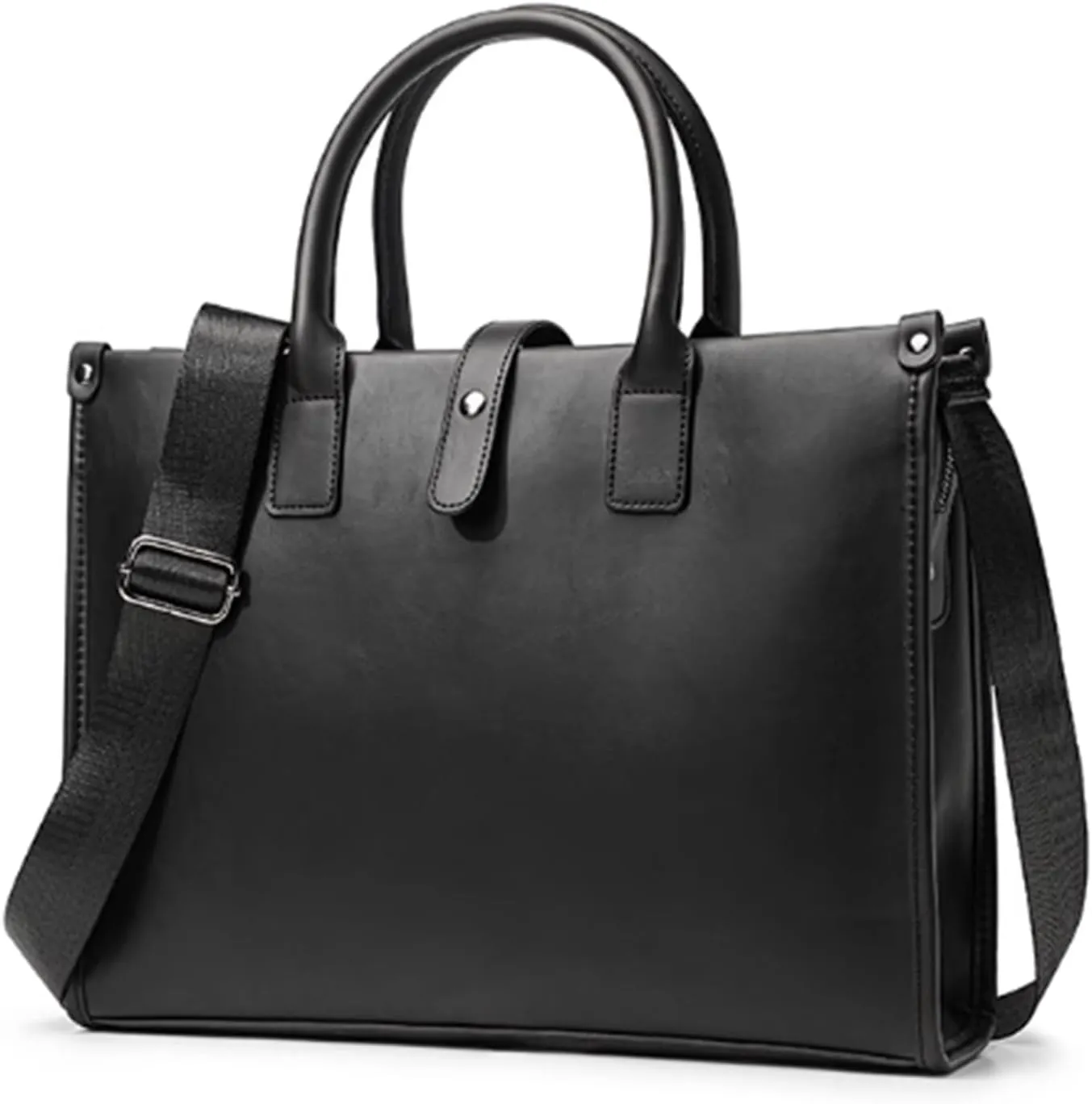 Retro Shoulder Bag, Men Satchel Bag, Leathers, Laptop Briefcase w/Strap, Vintage Messenger Crossbody Bag, Waterproof, for Business College, 15.3in