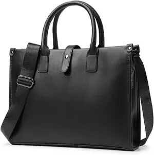 Retro Shoulder Bag, Men Satchel Bag, Leathers, Laptop Briefcase w/Strap, Vintage Messenger Crossbody Bag, Waterproof, for Business College, 15.3in