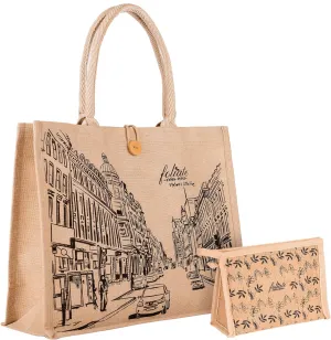 Reusable Juco Beach Tote Bag for Women - Waterproof Woven Cute Jute Gift Bag for Her Travel, Shopping, Everyday Use