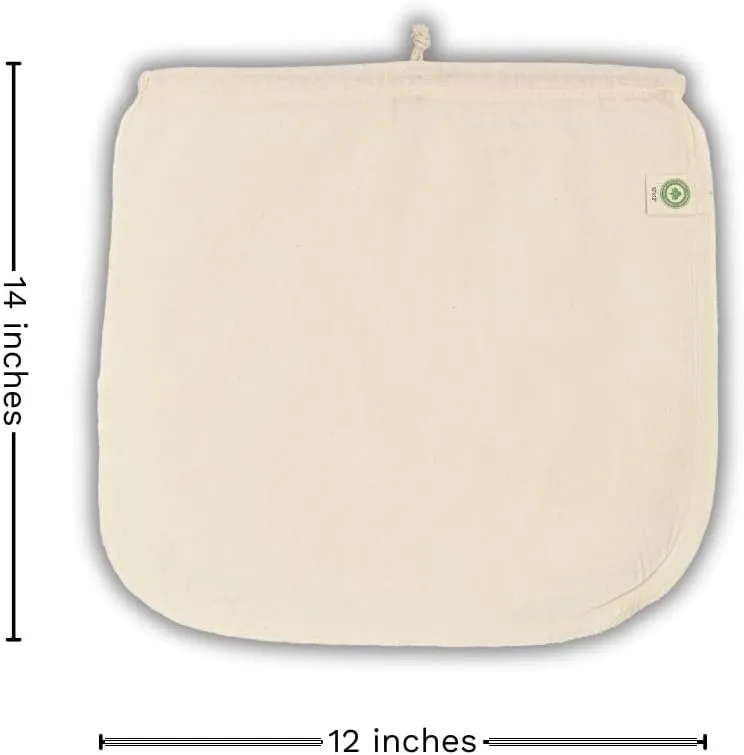 Reusable Nut Milk Bags for Straining - Unbleached Cotton Almond Milk Bags - BPA-Free Oat Milk Strainer Bags - Washable Juice Filtration Bags (Set of 3 X-Large - 14"x12")