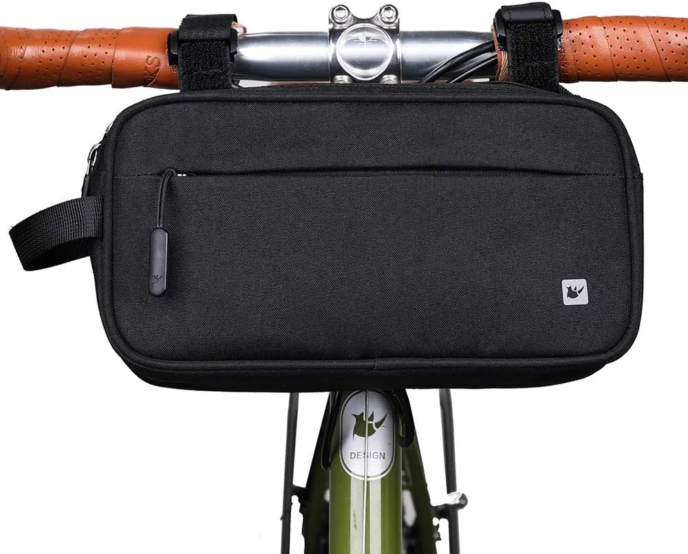 Rhinowalk Bike Handlebar Bag ，Professional Exercise Bike Bag ，Multifunctional Mountain Bike Crossbar Front Bag Road Bike Basket Bicycle Frame Bag Waist Shoulder Bag，Black Green (Black)
