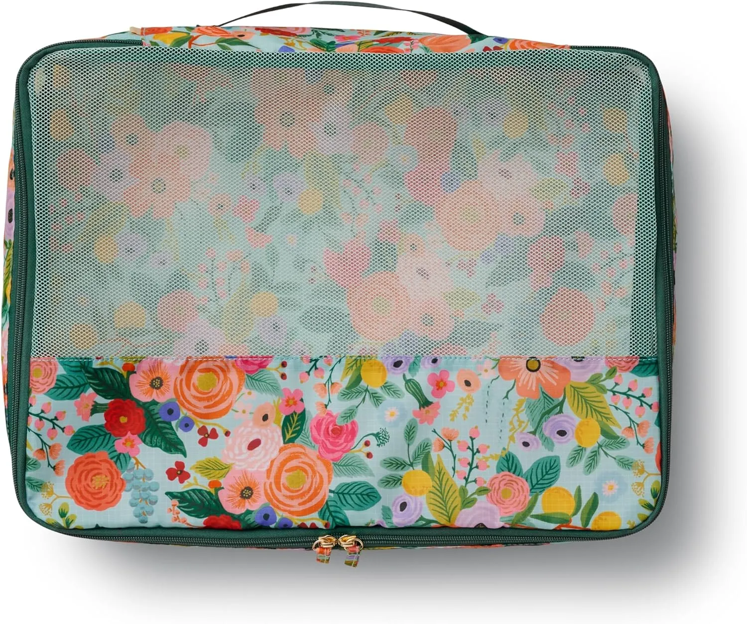 RIFLE PAPER CO. 3 Set Compression Packing Cubes with Zipper Pull & Laundry Bag | Organizer Travel Essentials for Luggage/Suitcase | Garden Party Pattern