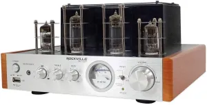 Rockville BluTube WD 70W Tube Amplifier Home Theater Stereo Receiver with Bluetooth, HDMI & Optical, Silver & Wood Finish - Perfect for Audiophile Music, Home Theater & Gaming