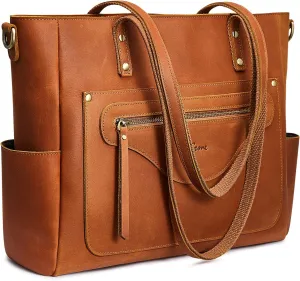 S-ZONE Women Genuine Leather Tote Bag Large Shoulder Purse Vintage Crossbody Work Handbag