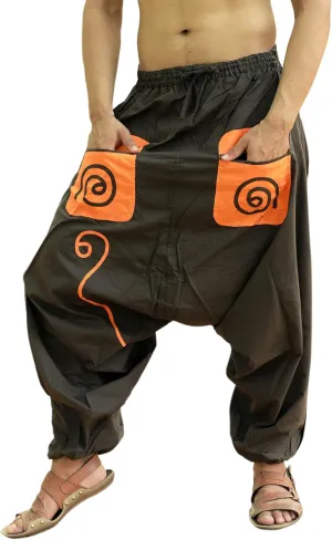 SARJANA HANDICRAFTS Men's Cotton Pockets Harem Yoga Baggy Genie Hippie Pants