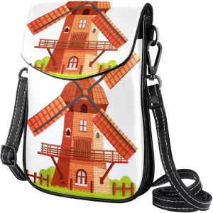 Satchel Bag Windmill Purse Crossbody Leather Messenger Bag For Women