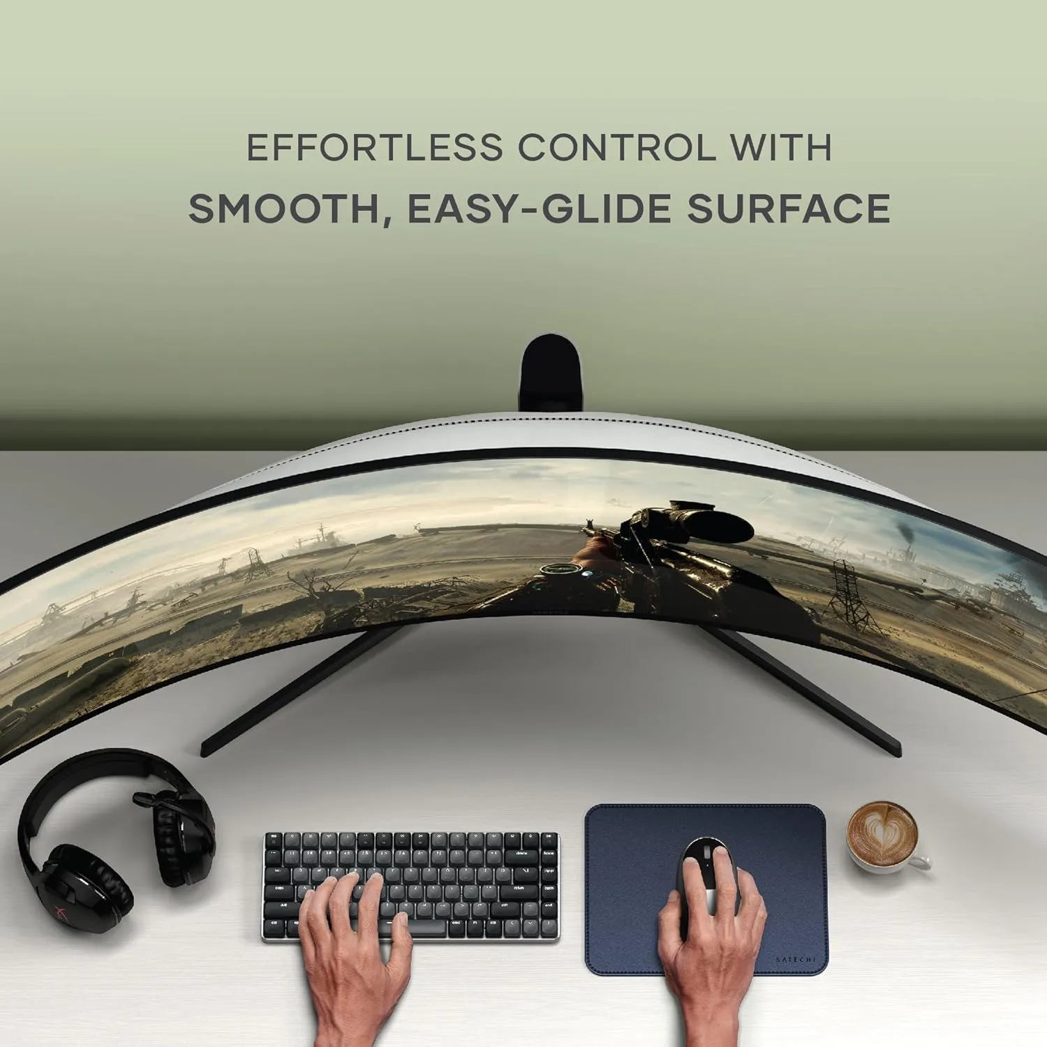 Satechi Vegan-Leather Ergonomic Mouse Pad - Reversible, Scratch and Water Resistant, Easy to Clean - Desk Pad for Office and Home, 9.8' x 7.5' x 0.14' Blue