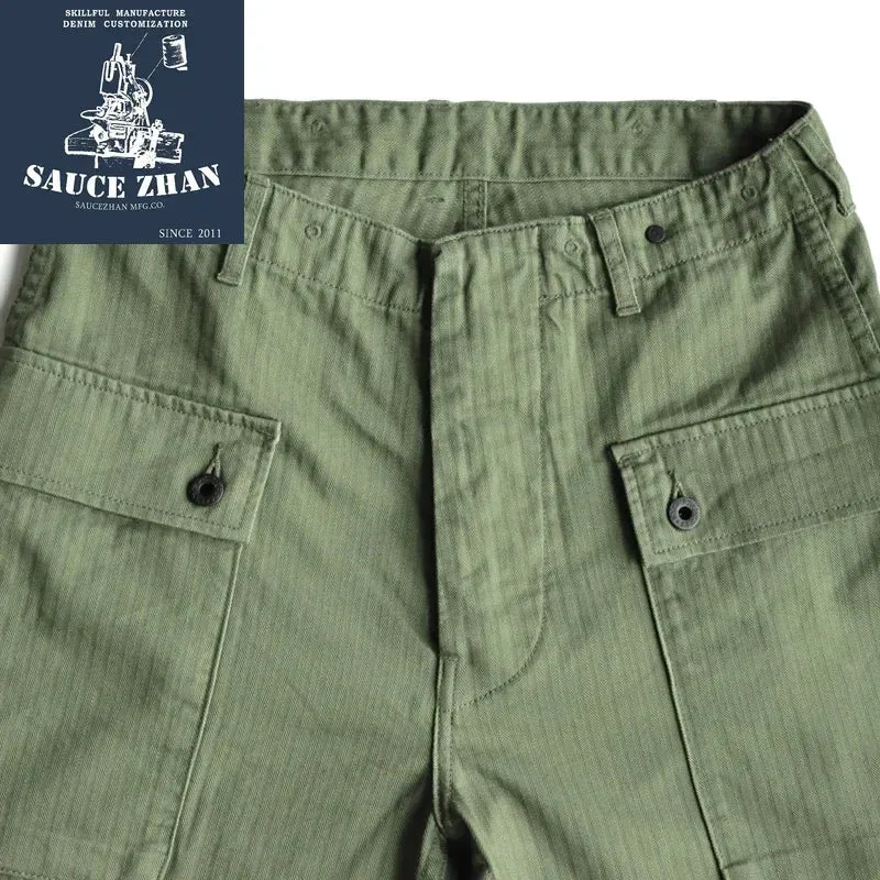 SauceZhan USMC P44 HBT U.S. Army Trousers VINTAGE Trousers Military Style Military Pants Men's Pants & Capris Herringbone