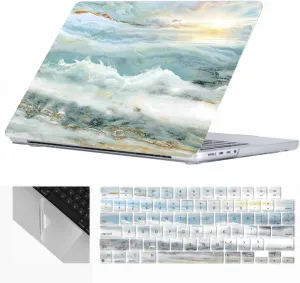 Se7enline Compatible with MacBook 16 inch Case Model A2485 A2780 A2991 A3403 for 2021/2022/2023/2024 16-inch M4 M3 M2 M1Hard Shell Case&Keyboard Cover&Track Pad Protector, Afterglow Spindrift
