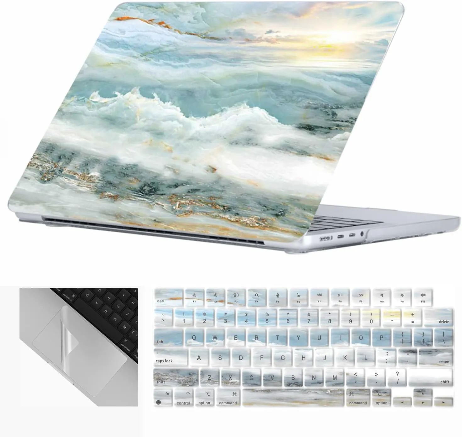 Se7enline Compatible with MacBook 16 inch Case Model A2485 A2780 A2991 A3403 for 2021/2022/2023/2024 16-inch M4 M3 M2 M1Hard Shell Case&Keyboard Cover&Track Pad Protector, Afterglow Spindrift