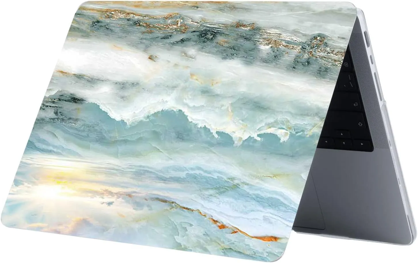 Se7enline Compatible with MacBook 16 inch Case Model A2485 A2780 A2991 A3403 for 2021/2022/2023/2024 16-inch M4 M3 M2 M1Hard Shell Case&Keyboard Cover&Track Pad Protector, Afterglow Spindrift