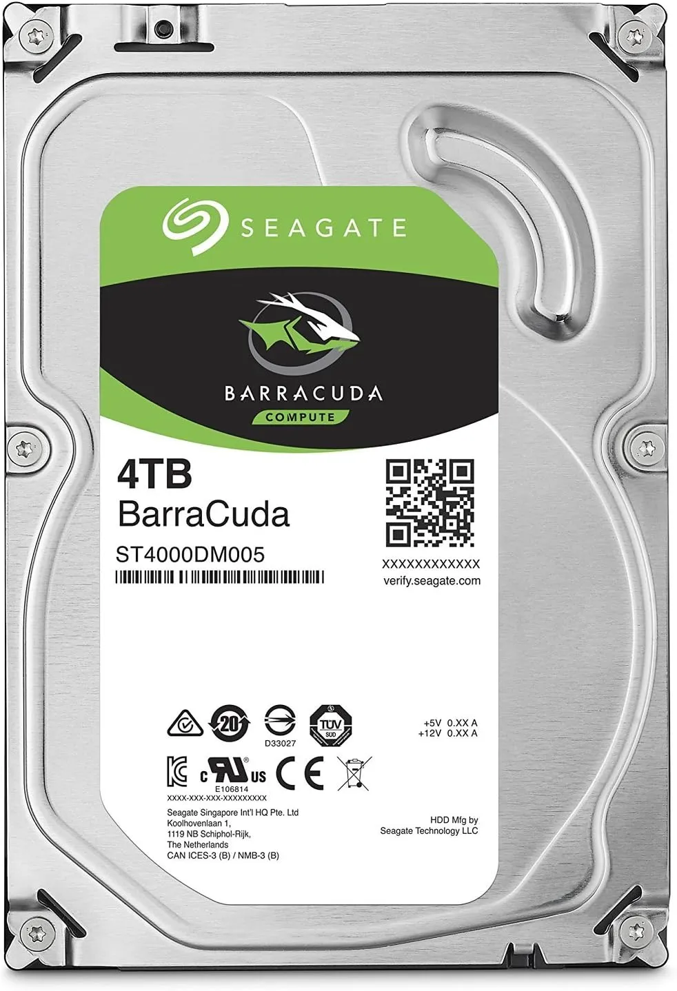 Seagate BarraCuda Internal Hard Drive 4TB SATA 6Gb/s 256MB Cache 3.5-Inch (ST4000DM005)