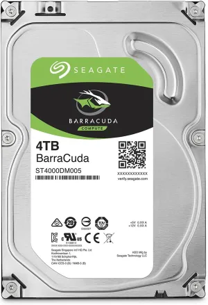 Seagate BarraCuda Internal Hard Drive 4TB SATA 6Gb/s 256MB Cache 3.5-Inch (ST4000DM005)