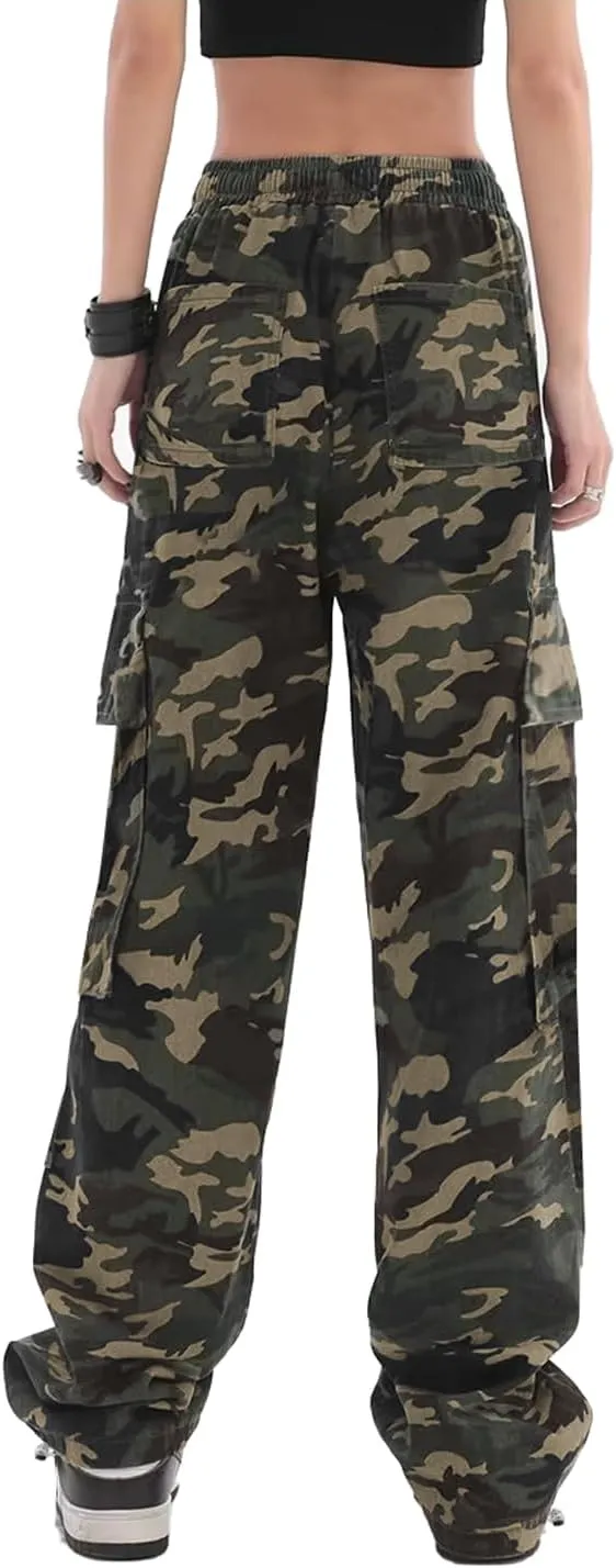 SESERAGI Cargo Pants Women Baggy Streetwear Y2K Drawstring Trousers Wide Leg Pants