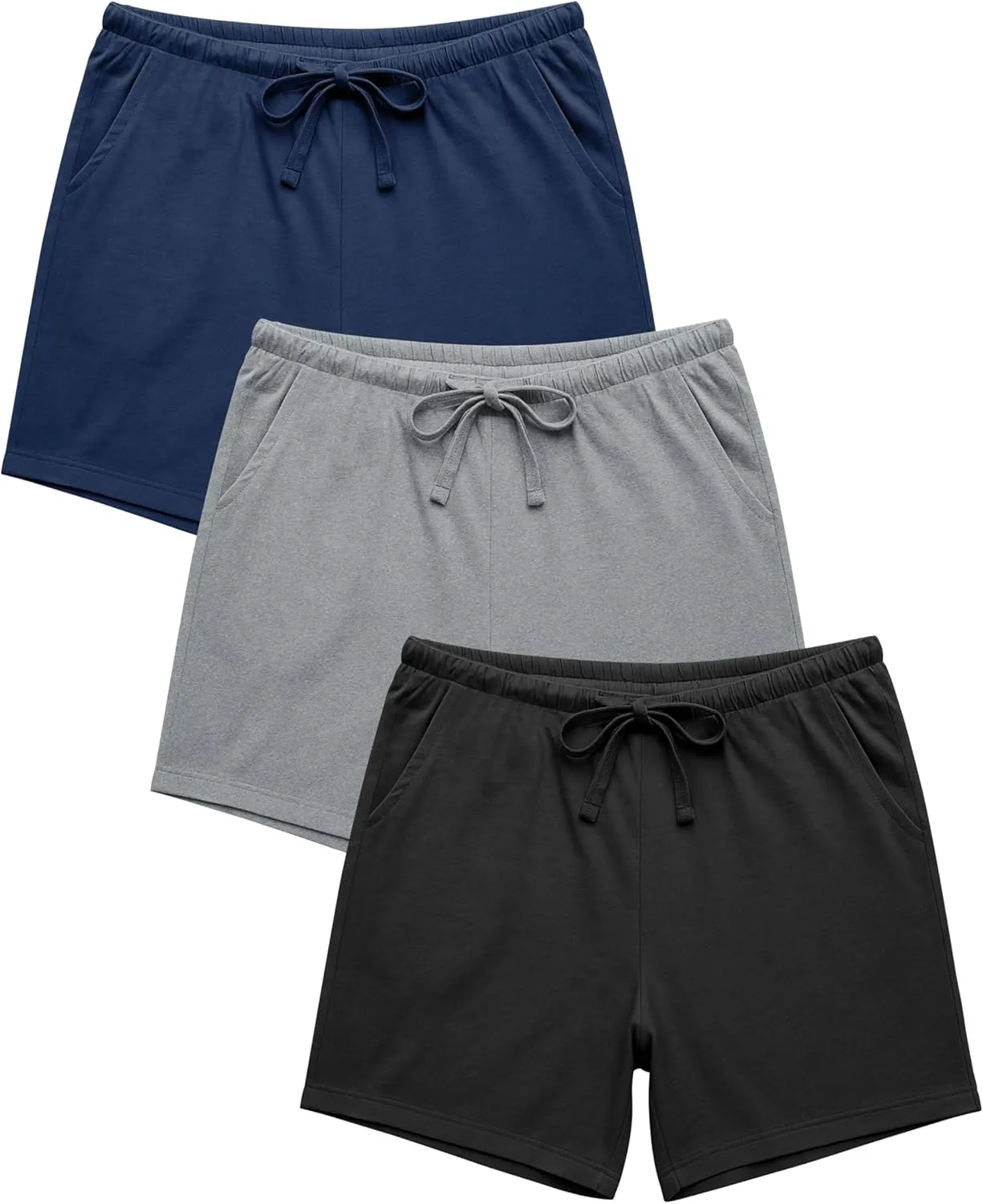 Sexy Basics Women's Multi -Pack Cotton Sleep Pajama Shorts with Pockets & Drawstring