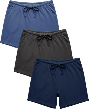 Sexy Basics Women's Multi -Pack Cotton Sleep Pajama Shorts with Pockets & Drawstring