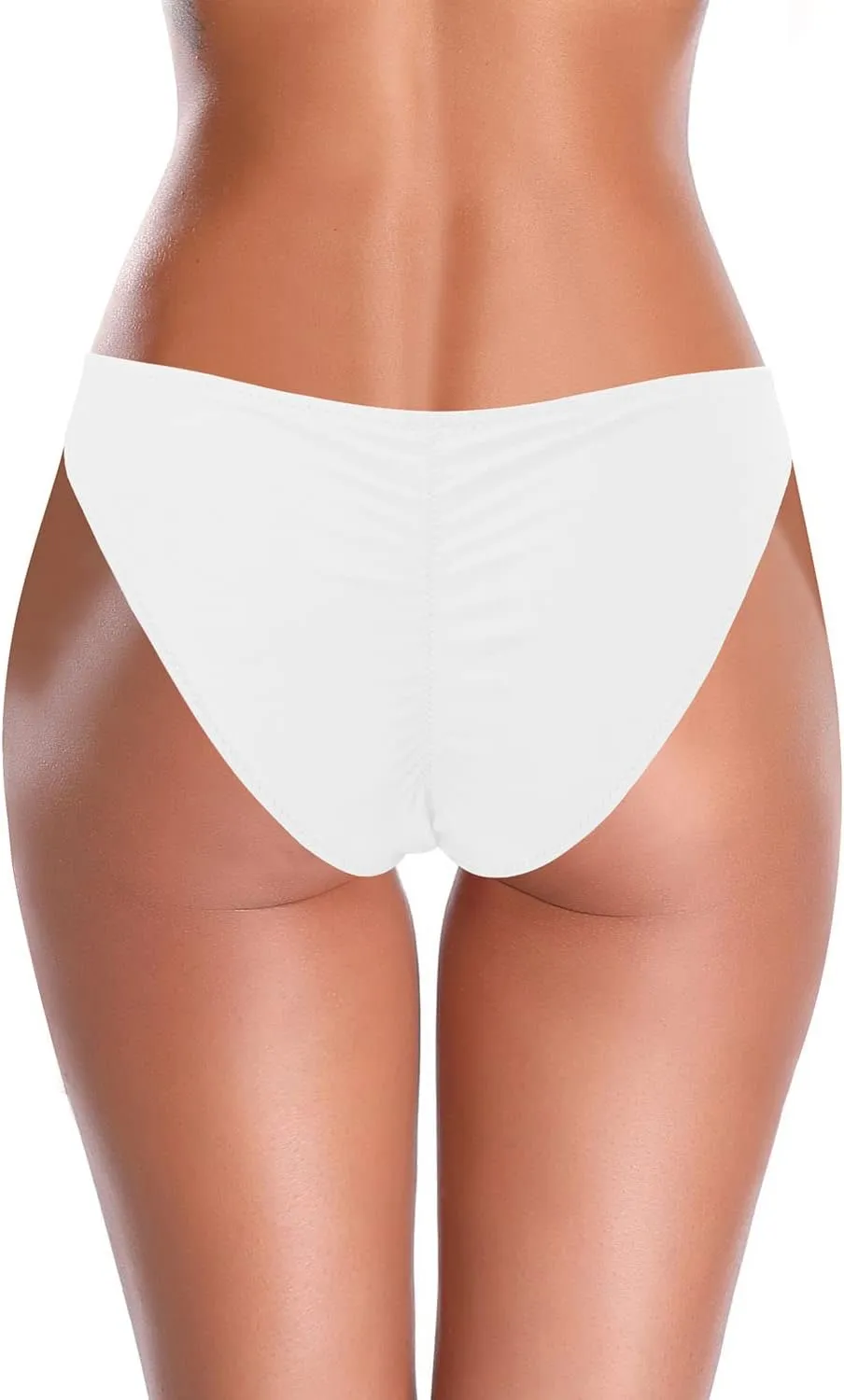 SHEKINI Women's Bikini Bottom Black Brazilian Swim Bottoms Low Waist Ruched Back Swimsuit Bottom