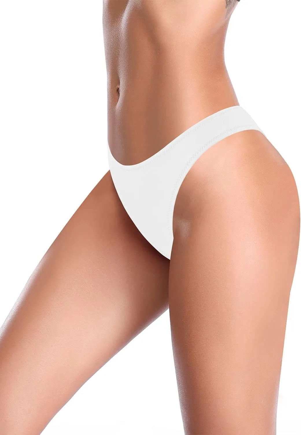 SHEKINI Women's Bikini Bottom Black Brazilian Swim Bottoms Low Waist Ruched Back Swimsuit Bottom