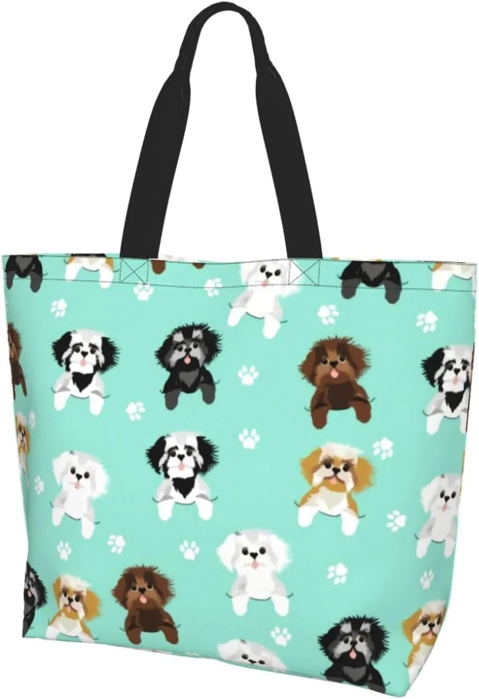 Shih Tzu Cute Shih Tsu Dog Mint Tote Bag Shopping Bag Portable Handbags Tote Shoulder Bucket Bags for Women