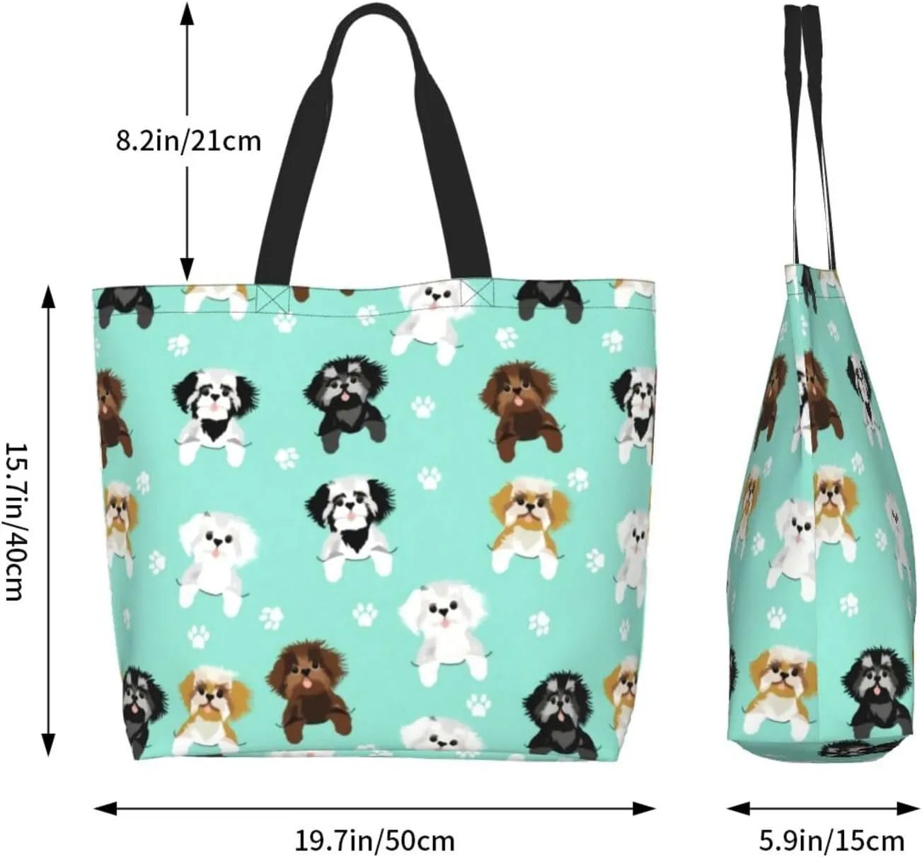 Shih Tzu Cute Shih Tsu Dog Mint Tote Bag Shopping Bag Portable Handbags Tote Shoulder Bucket Bags for Women