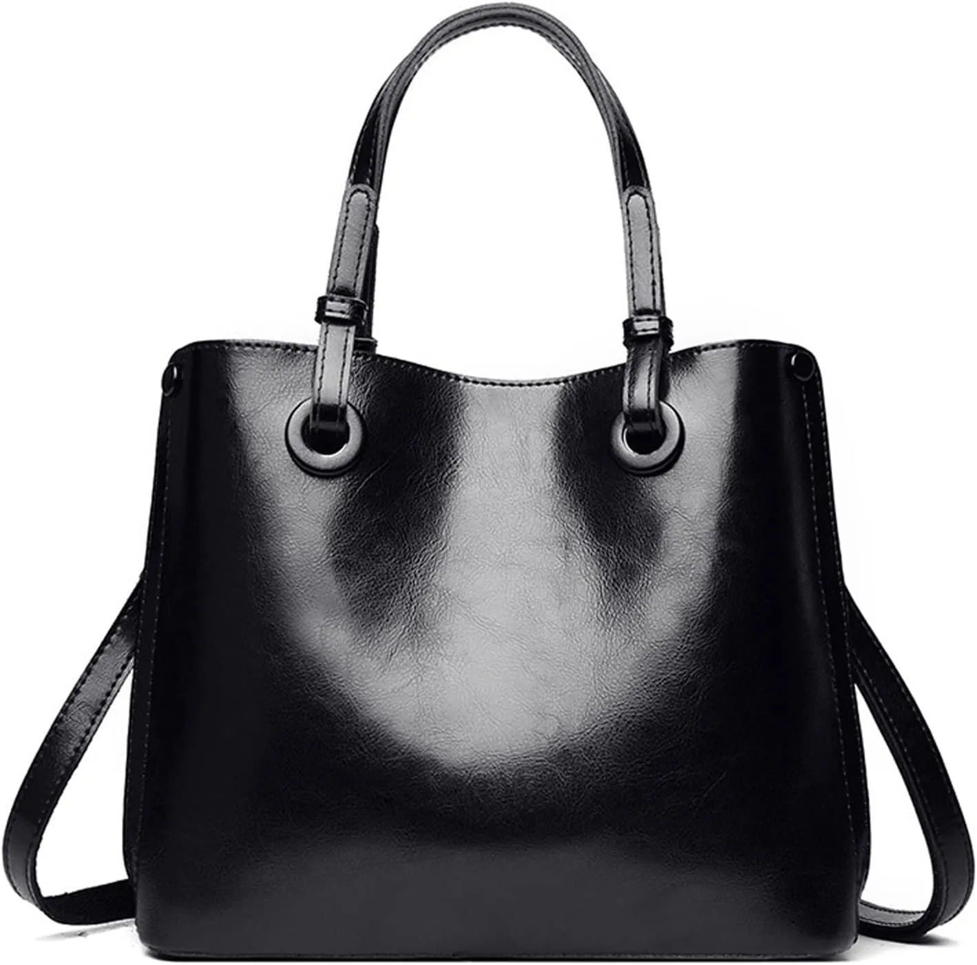 Shoulder Bags Middle-Aged Female Bag Mother Bag, Lady Handbag, Soft Leather Large-Capacity Casual One-Shoulder Messenger Bag(Black)