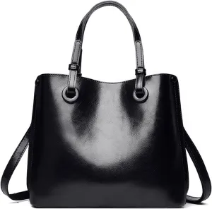 Shoulder Bags Middle-Aged Female Bag Mother Bag, Lady Handbag, Soft Leather Large-Capacity Casual One-Shoulder Messenger Bag(Black)