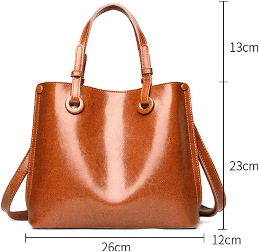 Shoulder Bags Middle-Aged Female Bag Mother Bag, Lady Handbag, Soft Leather Large-Capacity Casual One-Shoulder Messenger Bag(Black)