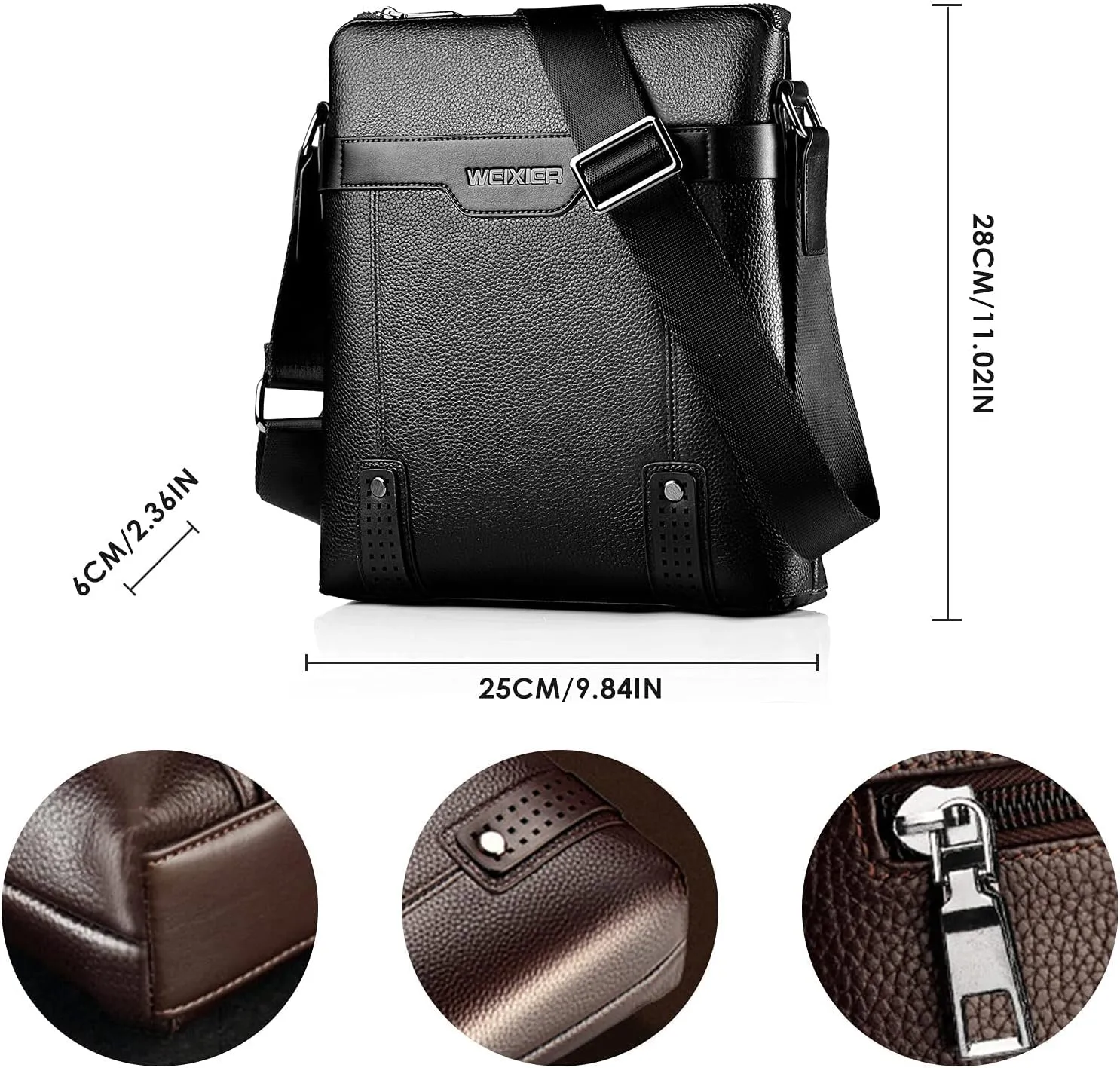 Shoulder Leather Bag Messenger Pack for Men Travel Business Work Casual Day CrossBody Handbag Bag Men's Gift