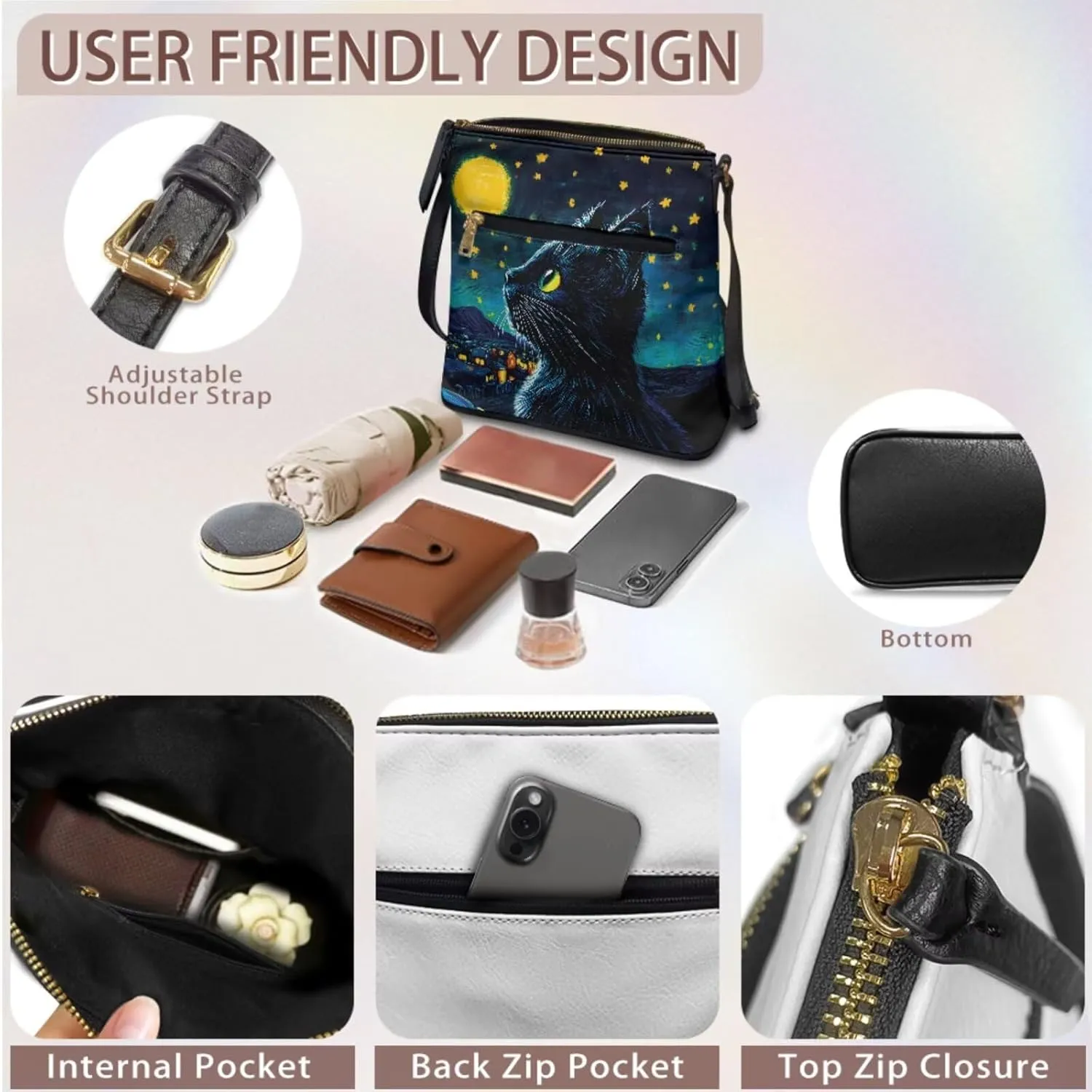 Shoulder Wallet 2Pcs, Leather Shoulder Bags with Belt Wallet Set of 2 Lightweight & Portable for Travel & Shopping