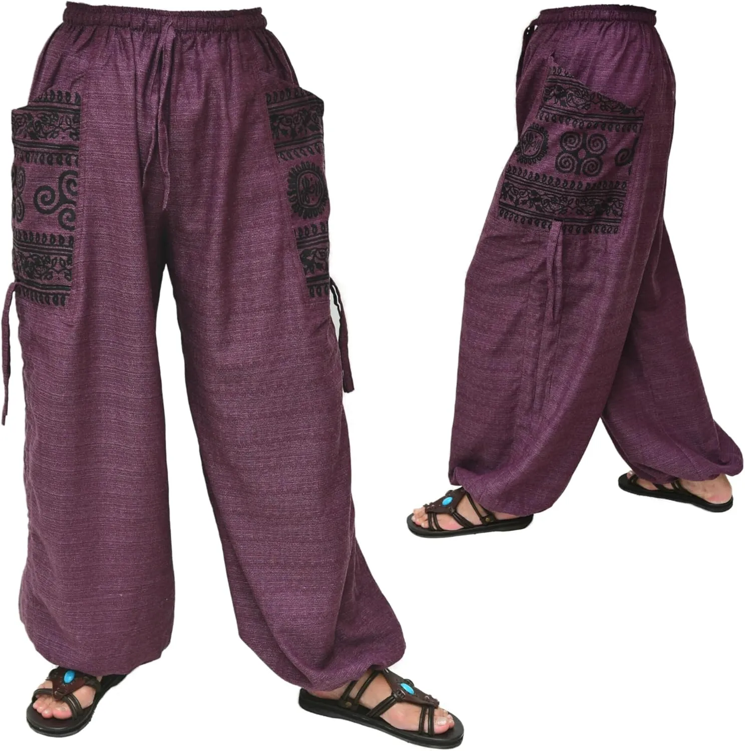Siamrose Casual Baggy Yoga Lounge Harem Pants Women Men with Adjustable Length 2 Big Pockets